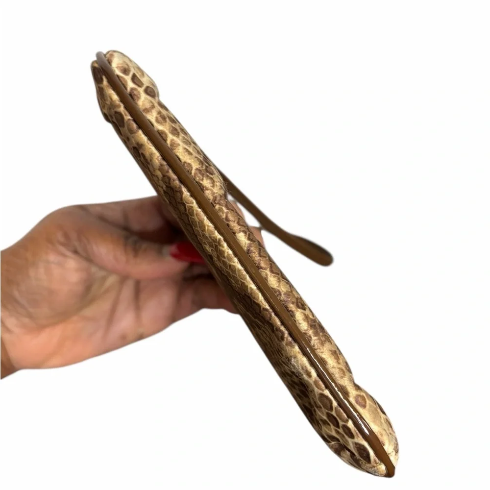 Coach Brown Snake Print Wristlet